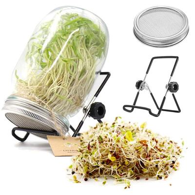 86mm Wide Mouth Sprouting Jar Plastic Bean Sprouting Cap Seedling Tray with Stainless Steel Screen Mesh Cover Sprout Maker