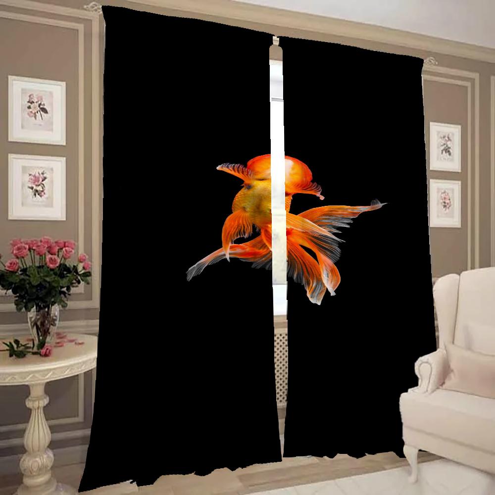 Heimdekoration Küchenvorhänge für Wohnzimmer 2 Stück Verdunkelungsvorhänge Türvorhang Goldfisch Raumteiler Schlafzimmerdekoration