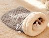 Cat Sleeping Bag Winter Pet Nest Mat Indoor Warm Semienclosed Soft Plush Cat Sack Puppy Kitten Warm Cat Bed