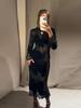 Vestido Elegante de Terciopelo con Encaje de Manga Larga 2026 – Nuevo Estilo Chino Primavera/Otoño