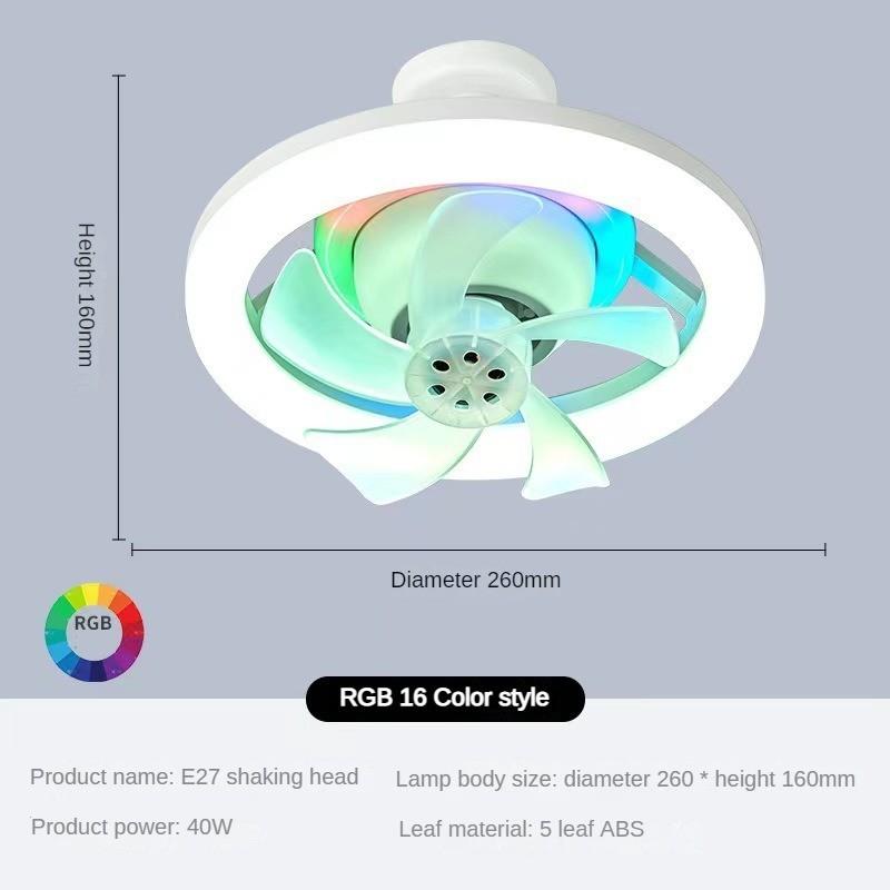 40W 360 ° Shake Head Fan Light Bedroom Remote Control LED Ceiling Fan Lamp Household Intelligent Timed Ceiling Light Fan