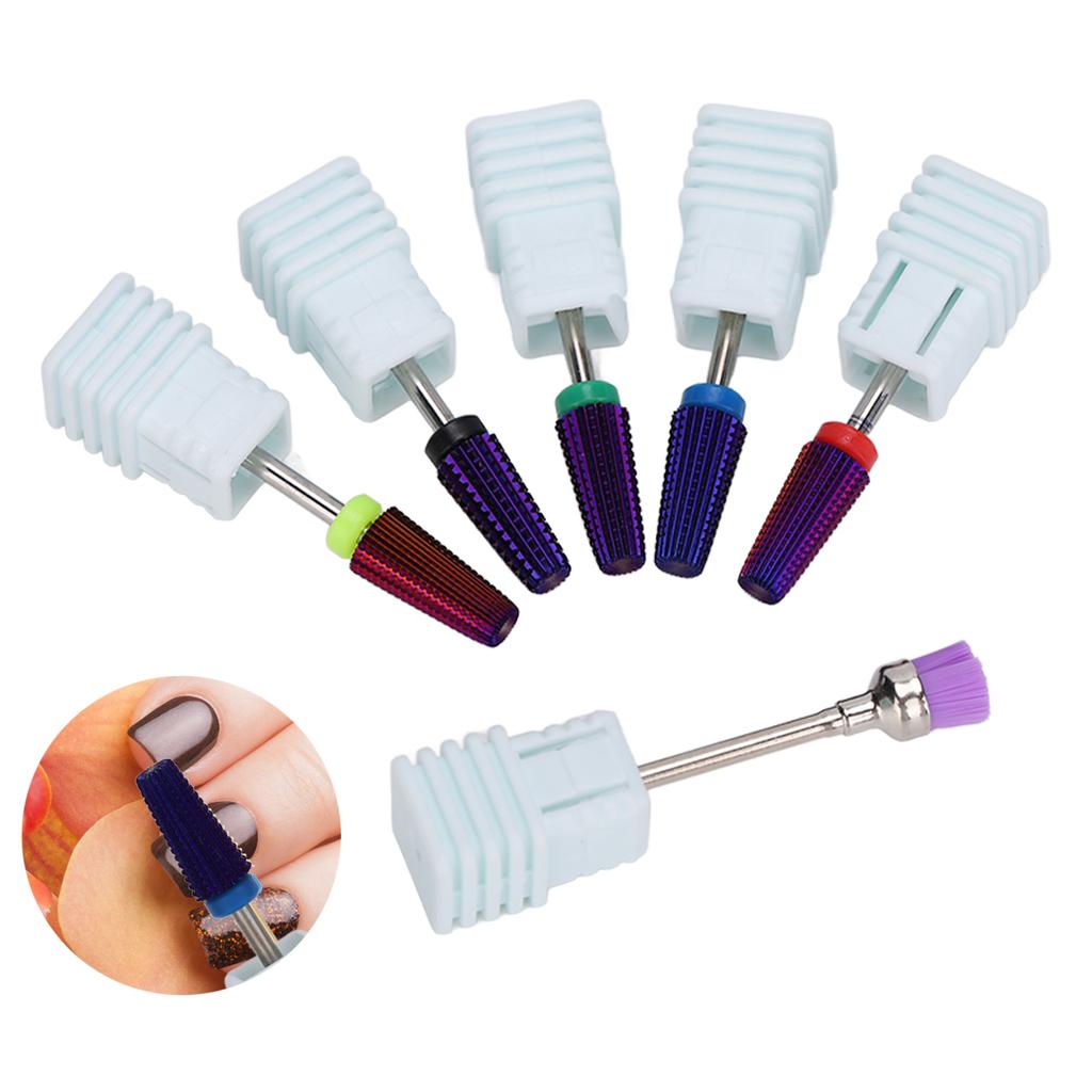 Nail Drill Bits Set Tungsten Steel Gel Polish Removal Dust Brush Nail Polishing Grinding Head Kit