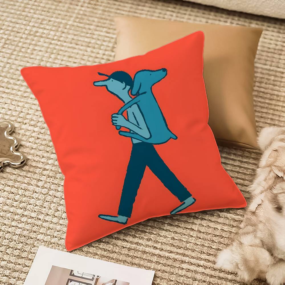 J-Jean Art J-Jullien Pillow Case Anti-dustmite Pillowcase Invisible zipper silky plush Sofa