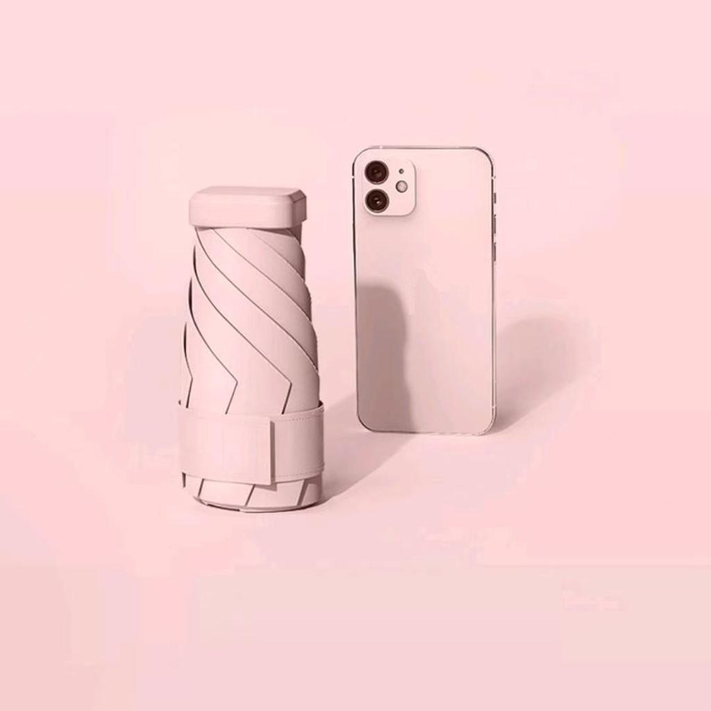 225g Ultra-Light 6-Fold Travel Umbrella, UPF50+ Black Coated Compact Windproof Umbrella for All-Weather Sun & Rain Protection