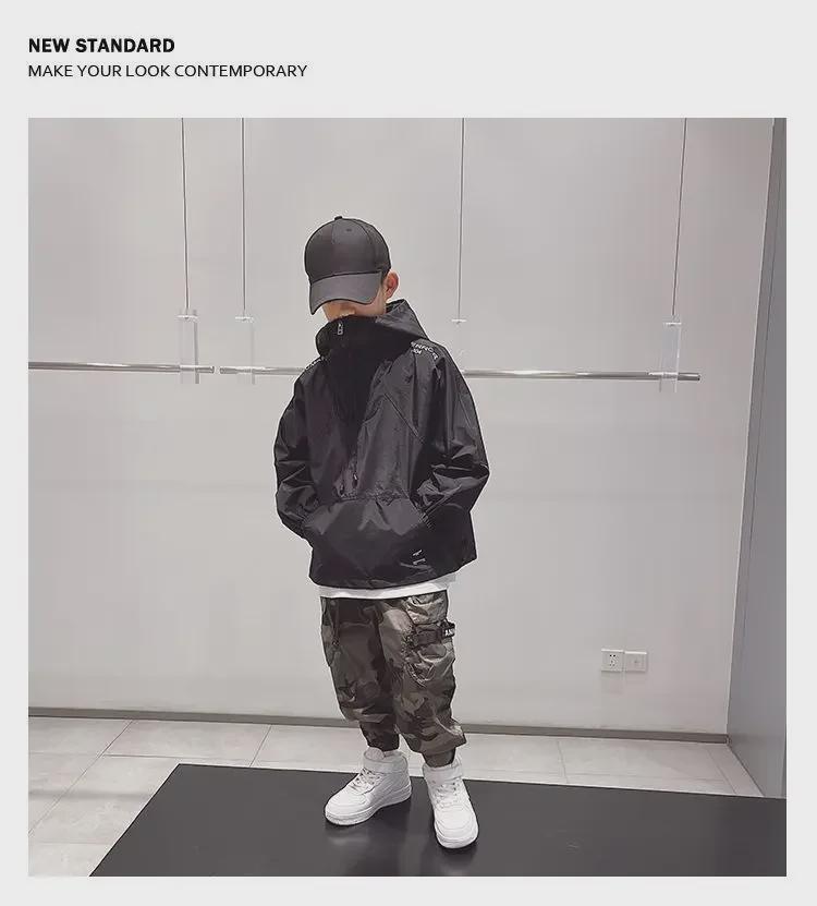 Jungen Kapuzenjacke mit halbem Reißverschluss - 2023 Frühlings-/Herbststil für Kinder
