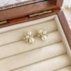 Amber Coffee French Retro Luxury Earrings - Women's Elegant Studs with Niche Design
