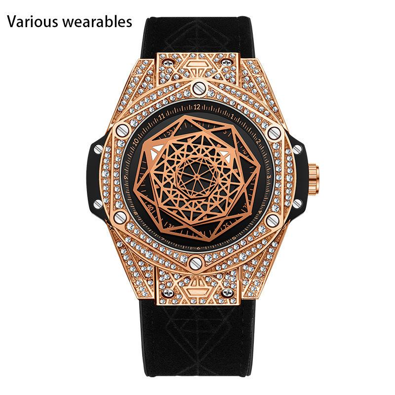 

Новые мужские кварцевые часы с геометрическим циферблатом и бриллиантами, светящиеся водонепроницаемые, мужские креативные