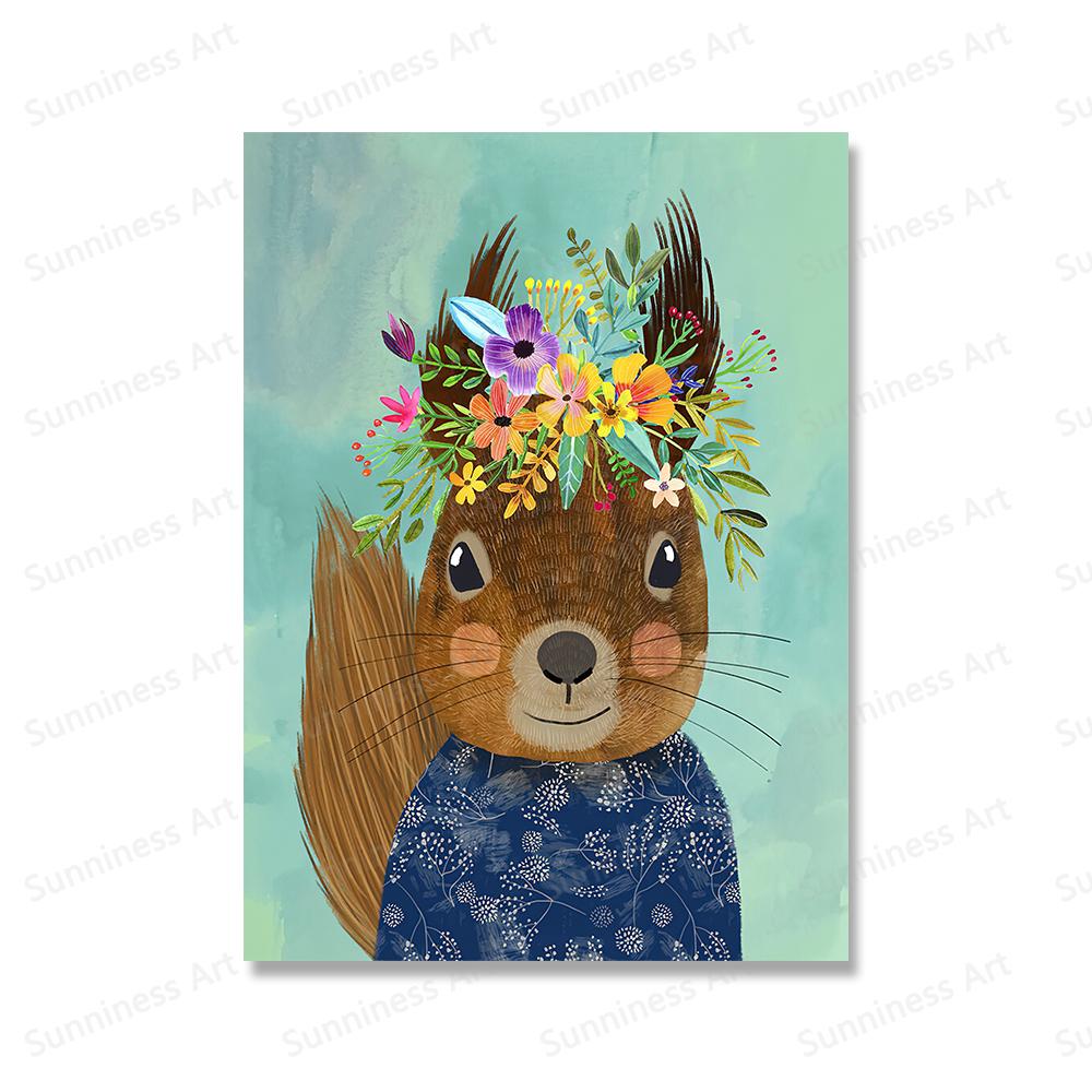 Panda Tiger Löwe Igel Bär Kinderzimmer Wand Kunst Leinwand Malerei Blume Aninmal Poster Und Drucke Bilder für Kinderzimmer Dekor