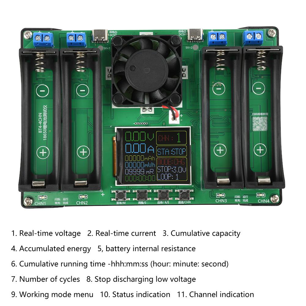 2/4/8 Channel 18650 Battery Capacity Resistance Tester Electronic Load Tester Automatic Charging and Discharging Module