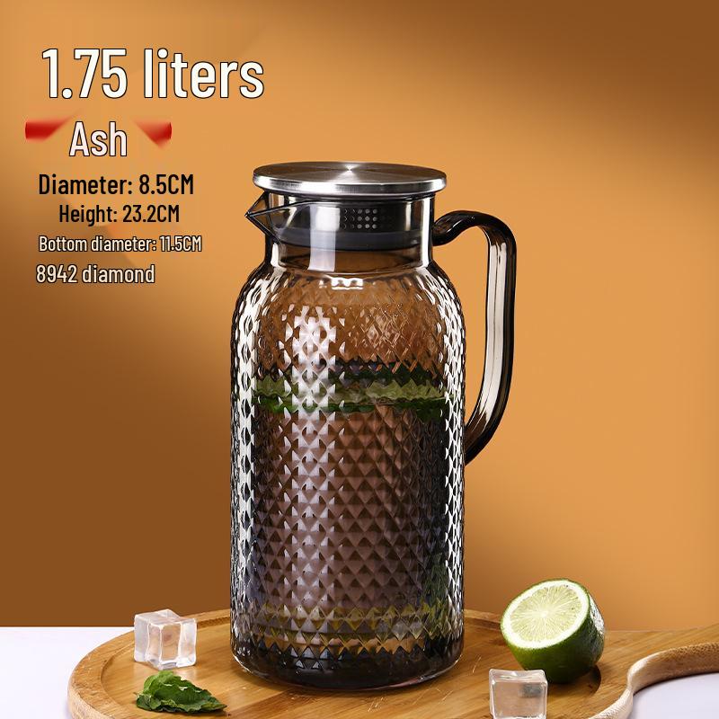 Commercial Cold Water Striped Acrylic Pitcher - Durable and Drop-Proof for Juice, Tea, Water, or Lemonade.