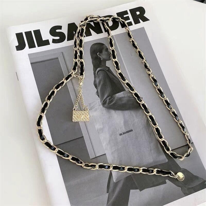 Mei Mary French retro waist chain - women s high-end metal braided suit pants chain - chain belt чёрный
