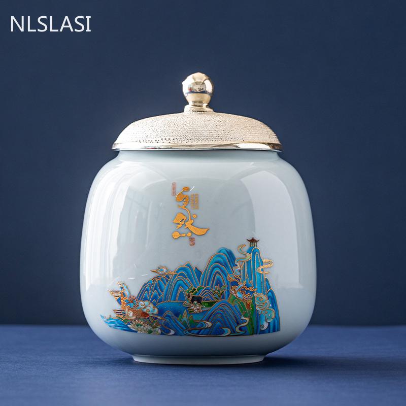 Creativity Ceramics Tea Caddy Large Candy Dried Fruit Storage Tank Portable Sealed Tea Jar Travel Tea Boxes Coffee Canister