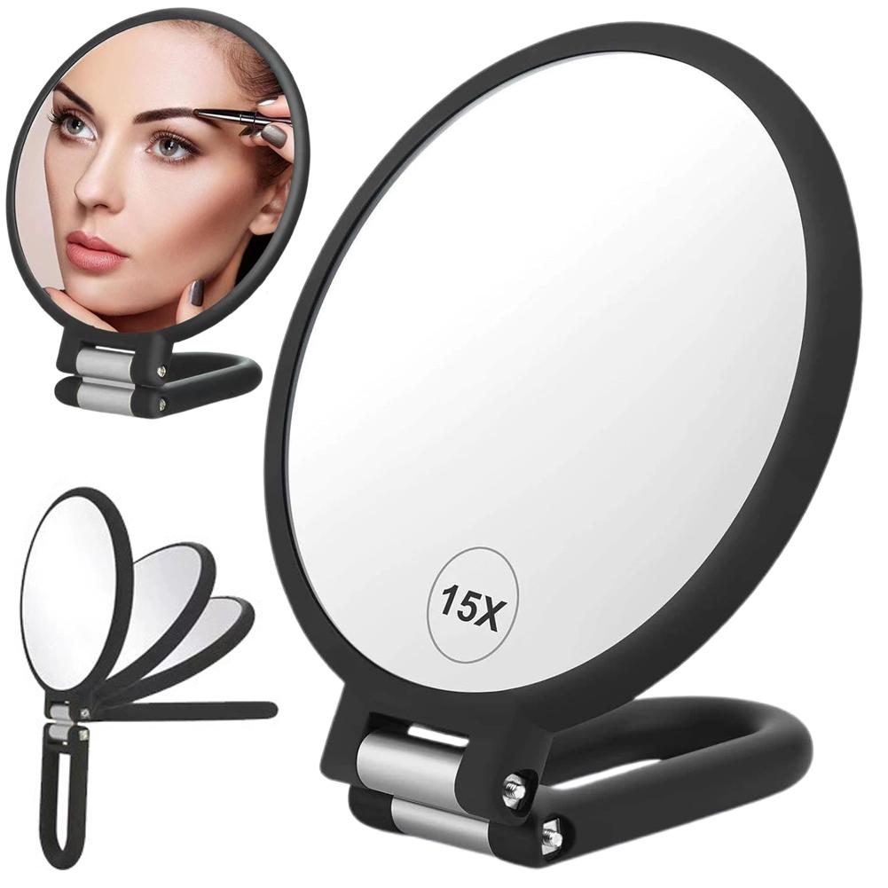 Handheld Makeup Mirrors Double Sided 1X/30X Magnification Portable Folding Makeup Mirror for Travel 360° Adjustable Mirror