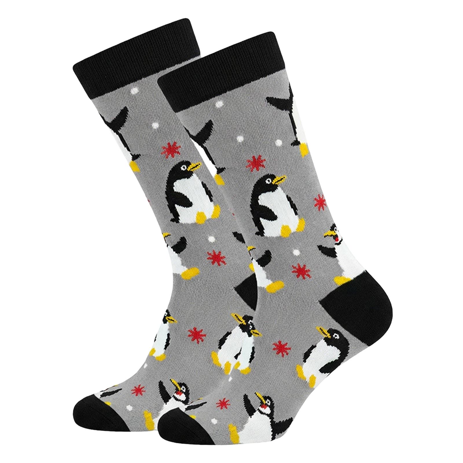 Unisex Baumwoll-Print Langsocken – Trendige Neuheitssocken für Damen und Herren One Size gray