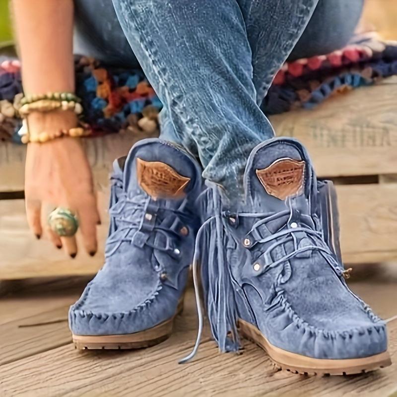 Women's Lace-up Denim Boots for Winter