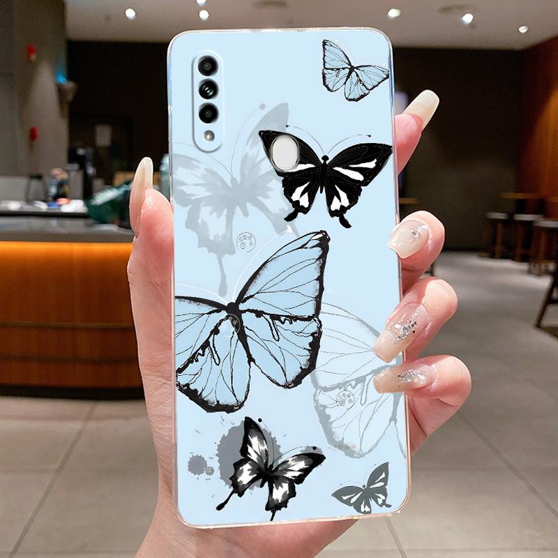 Case For OPPO A31 2020 / OPPO A8 2019 Coque Capa Flower Butterfly Phone Cases CPH2015 Soft Silicone Transparent TPU Jelly Cover