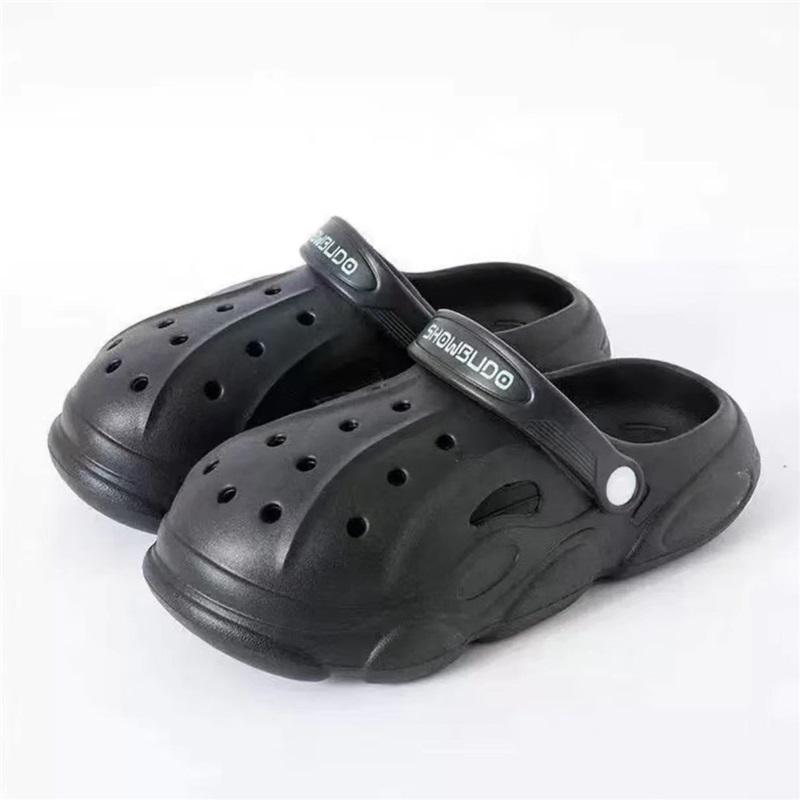 Trendy Couple Hollow Out Clogs Heighten Sole Comfort Cloud Cushion Anti-slip Indoor Outdoor Shoes 36