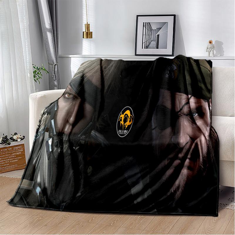 HD Metal Gear Solid Spel Gamer Tecknad 3D Filt, Mjuk Pläd för Hem Sovrum Säng Soffa Picknick Resa Täckfilt Barn