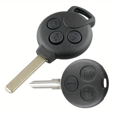 1ks 3 tlačítka Klíčenka od auta Neřezaná prázdná čepel Kryt pouzdra na klíče na dálkové ovládání Vhodné pro Mercedes-Benz Smart Fortwo 450 451 2007-2013