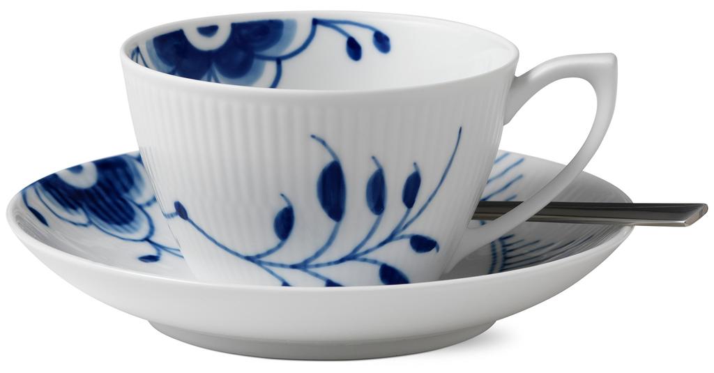 [Authentic Import] Royal Copenhagen Blue Fluted Mega Cup & Saucer 280ml 1017335 White - Wedding Gift