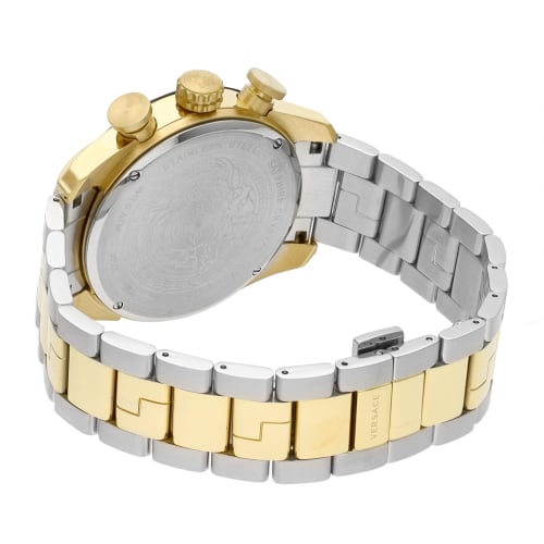 Versace V-RAY Watch, Black Dial, Stainless Steel, Sapphire Crystal, Quartz Movement, 44mm, Swiss Made, VE2I00421, Men's, Gold