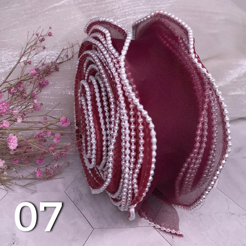 10 Yards Pearl Beads Wavy Edge Tulle Mesh Ribbon Trim DIY Clothing Dress Crafts Lace Fabric For Party Wedding Background Decor