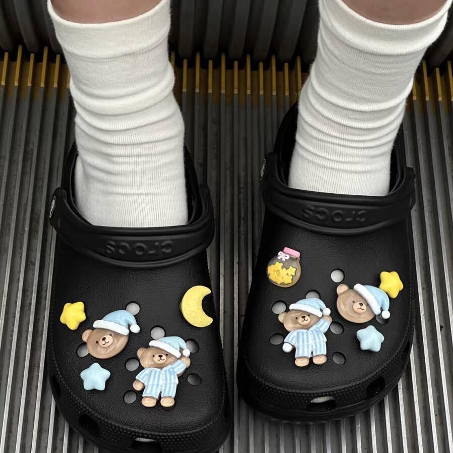 New Cute Cartoon Bear Sleep Hat Crocs Charms - Detachable Shoe Decoration Accessories