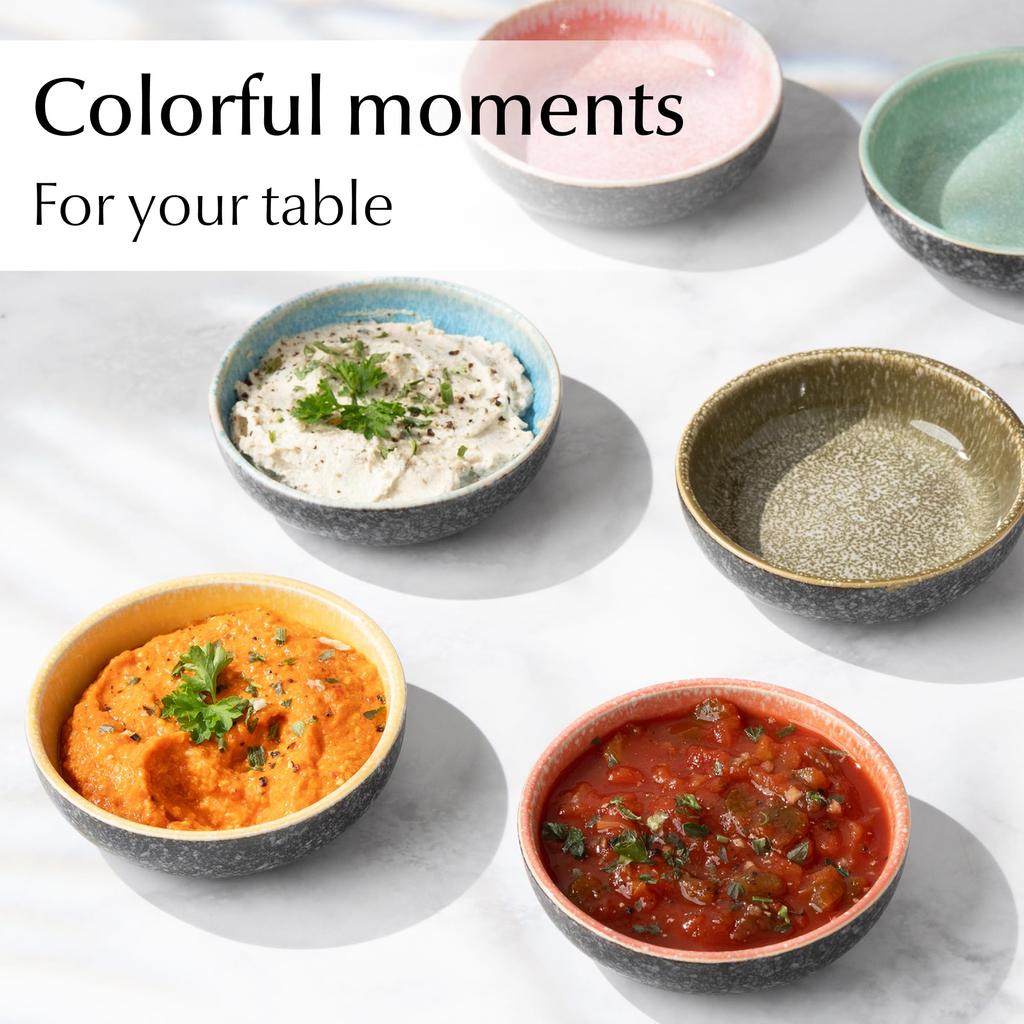 MIAMIO Mini Dip Bowl Set of 6 Side Dish Soy Sauce Dip Small Snack Bowl Las Palmitas Collection - (90 ml) / Bowl, Dish, Bowl, -