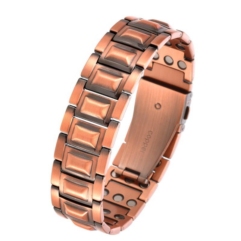 Copper Tone Magnetic Bracelet Couples Geometric Cross Design Vintage Style Electroplated Unisex Jewelry