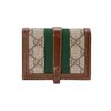 Gucci Jackie 1961 Gold Lock Monogram Canvas And Leather Clutch Wallet Women Clutch Wallet Green Brown 645536-HUHHG-8565