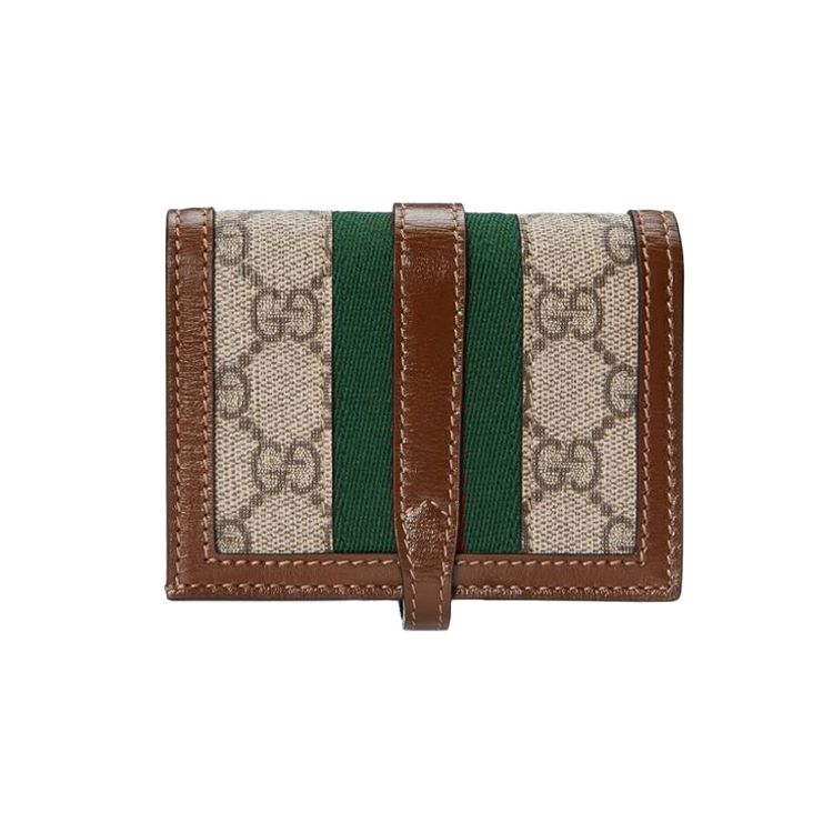 Gucci Jackie 1961 Gold Lock Monogram Canvas And Leather Clutch Wallet Women Clutch Wallet Green Brown 645536-HUHHG-8565