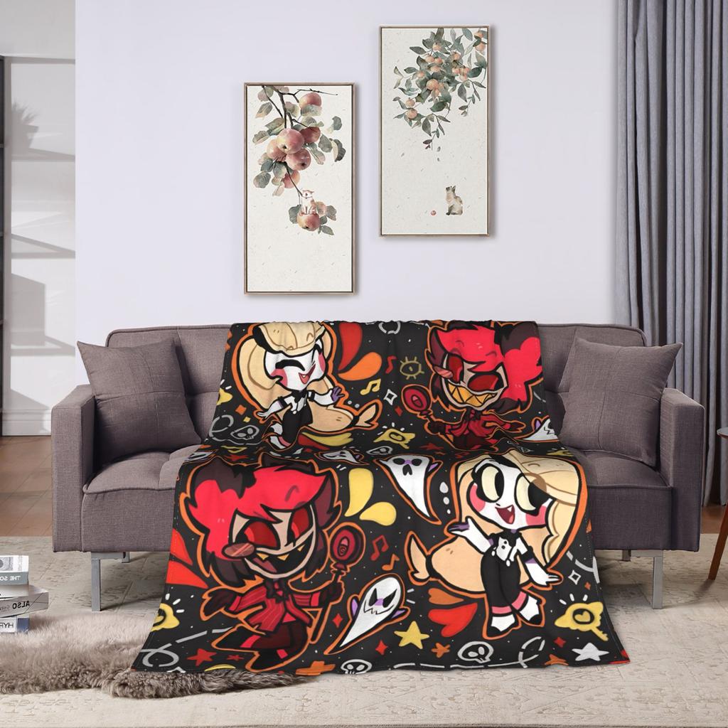 Alastor Game VOX H-Hazbin Hotel Blanket Airplane Travel Flannel Bedding Throws For Living Room Super Warm Bedspread Gift