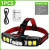 USB C Rechargeable COB LED Headlamp Powerful Headlight 18650 Super Bright Waterproof Head Torch For Outdoor Fishing Accessories