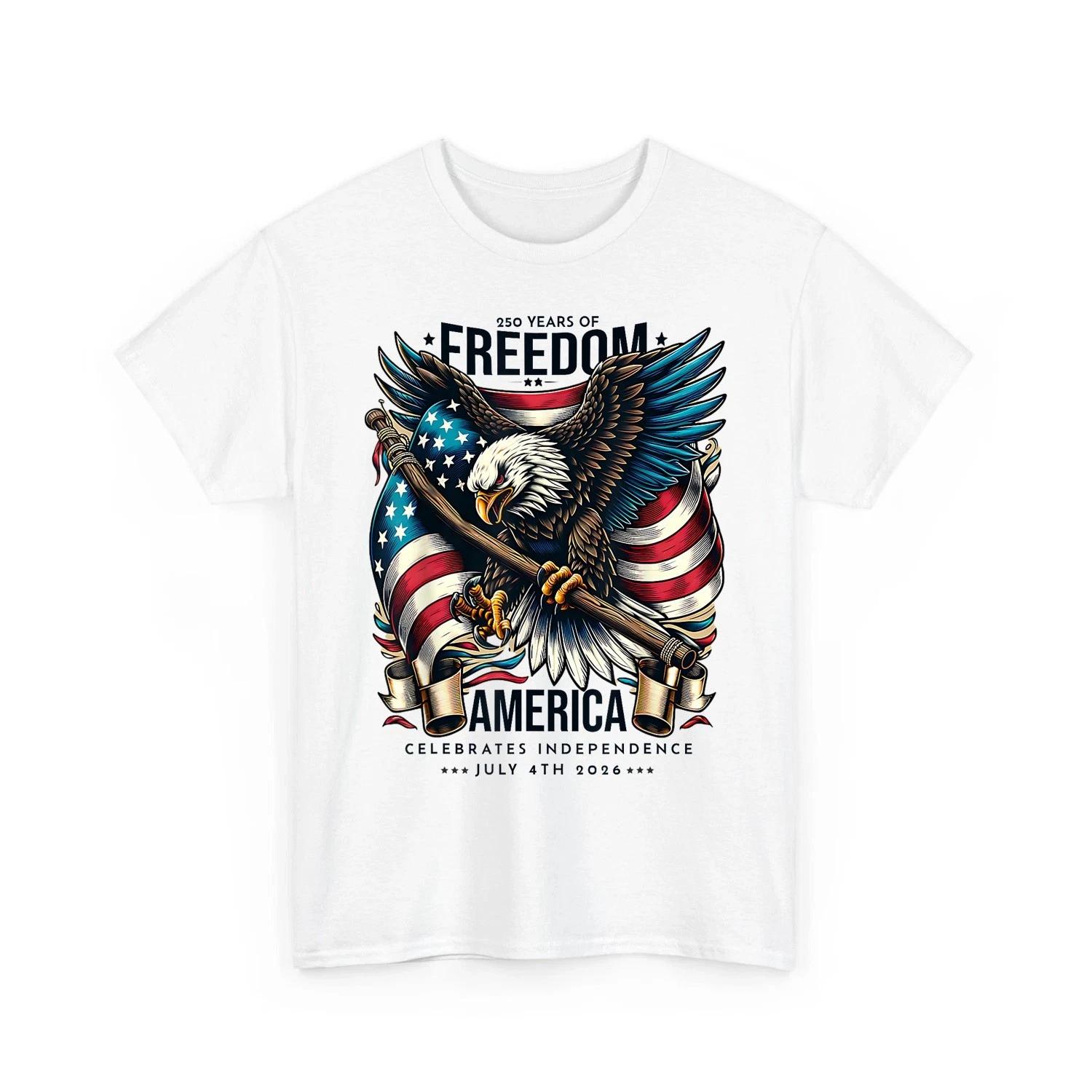 250 Years America Patriotic Bald Eagle USA Flag 250th Anniversary 1776-2026 Tee 2XL