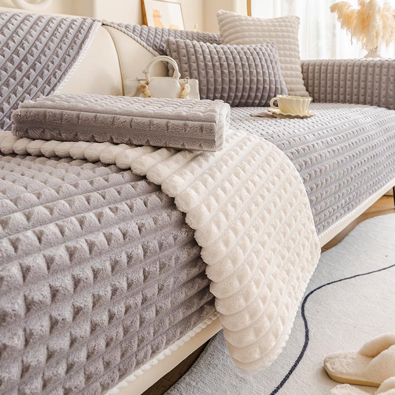 Verdicktes Flanell-Sofakissen, Winter-verdicktes Kissen, rutschfeste Sofabezug, Plüschbezug, Handtuch