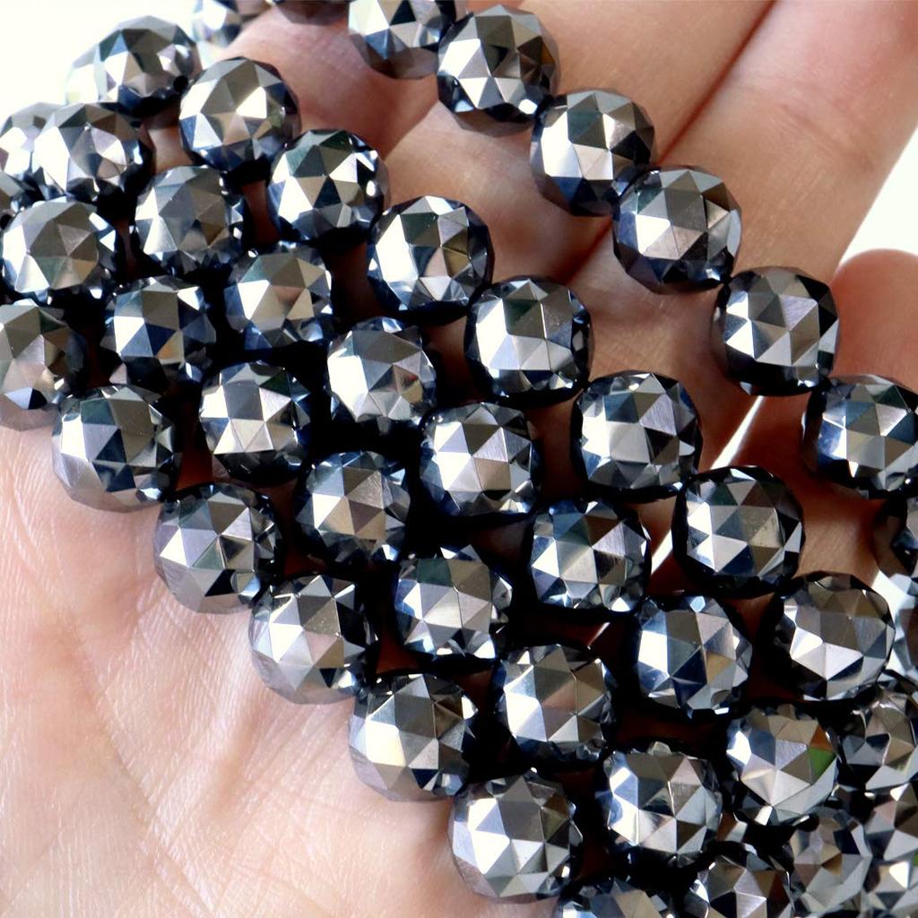 [GOLD STONE] Terahertz Ore 100-Facet Cut Beads, 40cm Long, Star Cut, Triangle Cut, Handmade Accessories, Sold In Strands, 10mm