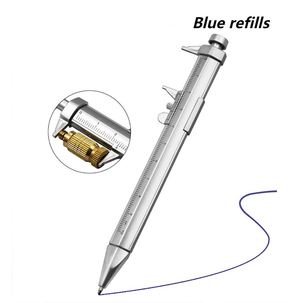 Multi-function Vernier Caliper Ballpoint Pen 0-100 Caliper Ruler Stationery Pen Blue/Black Refill Measuring Ruler Student Tools синий