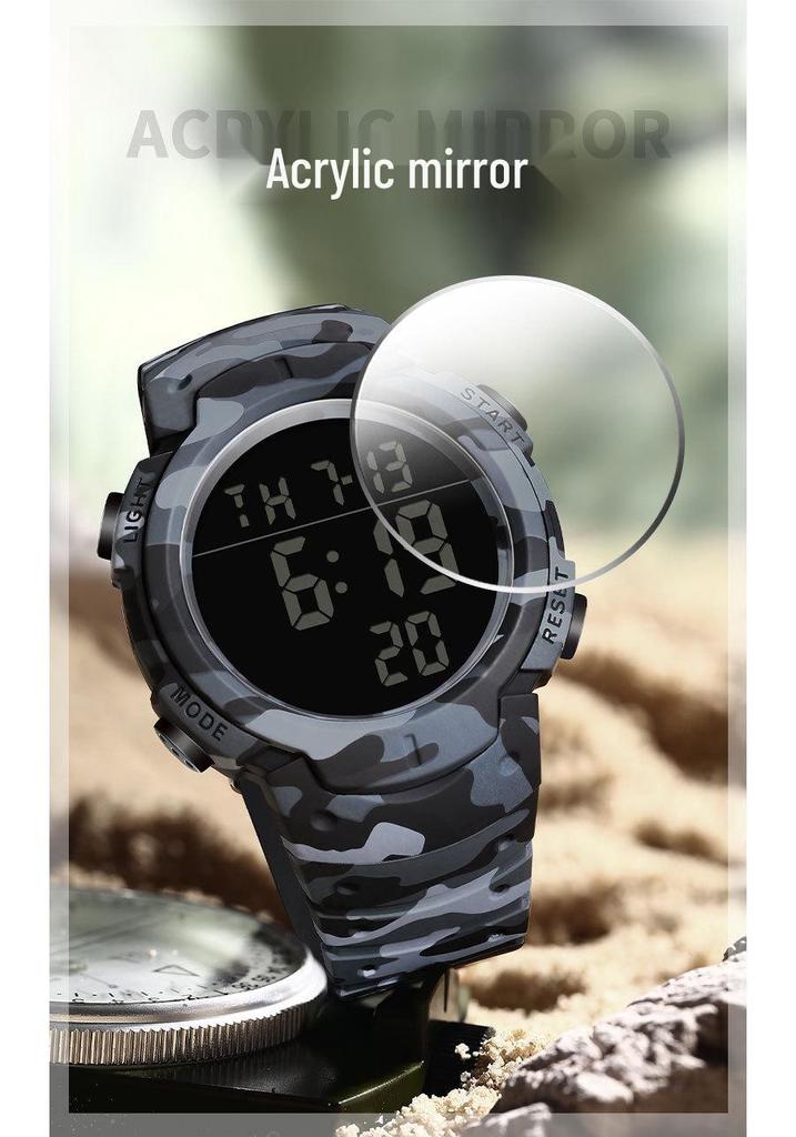 Sanda Men's Tactical Outdoor Camouflage Waterproof Sport Watch with Large Luminous Dial