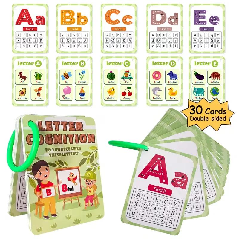 30-Card Alphabet & CVC Flash Cards with Tracing Practice & Find- Educational Flashcards for Preschool