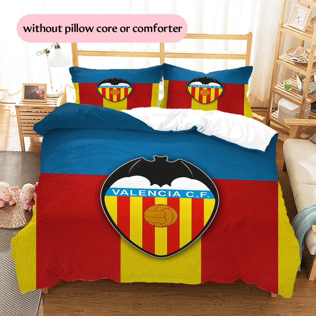 Valencia Club de Fútbol Pattern Bedding Quilt Set Home Decoration Gift (1 * duvet cover + 2 * pillowcase without core)