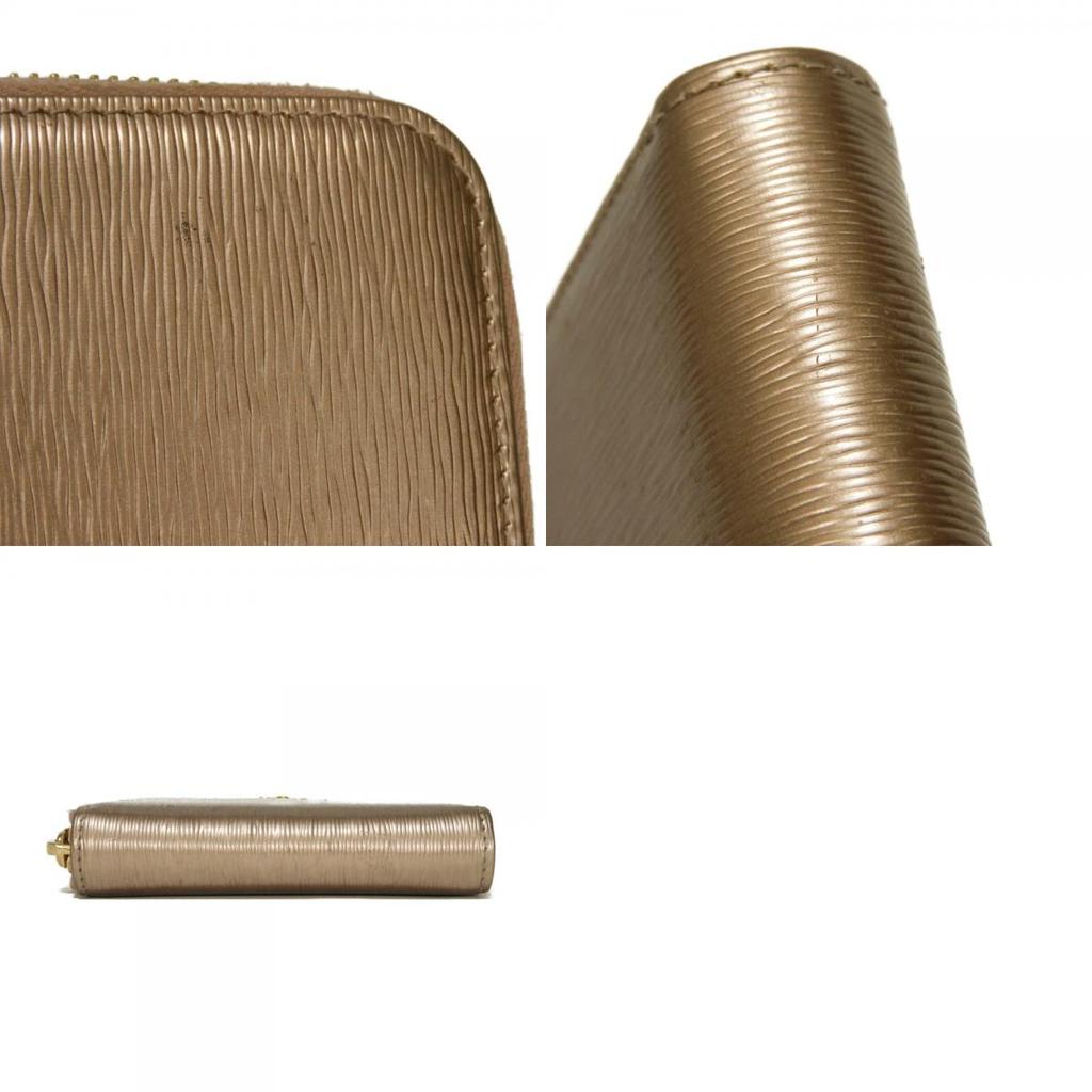 Used 11569 Vitello Move Coin Purse 1MM268 7943 Zip Around Compartment Card Case with Logo, Pink Gold, Women's from