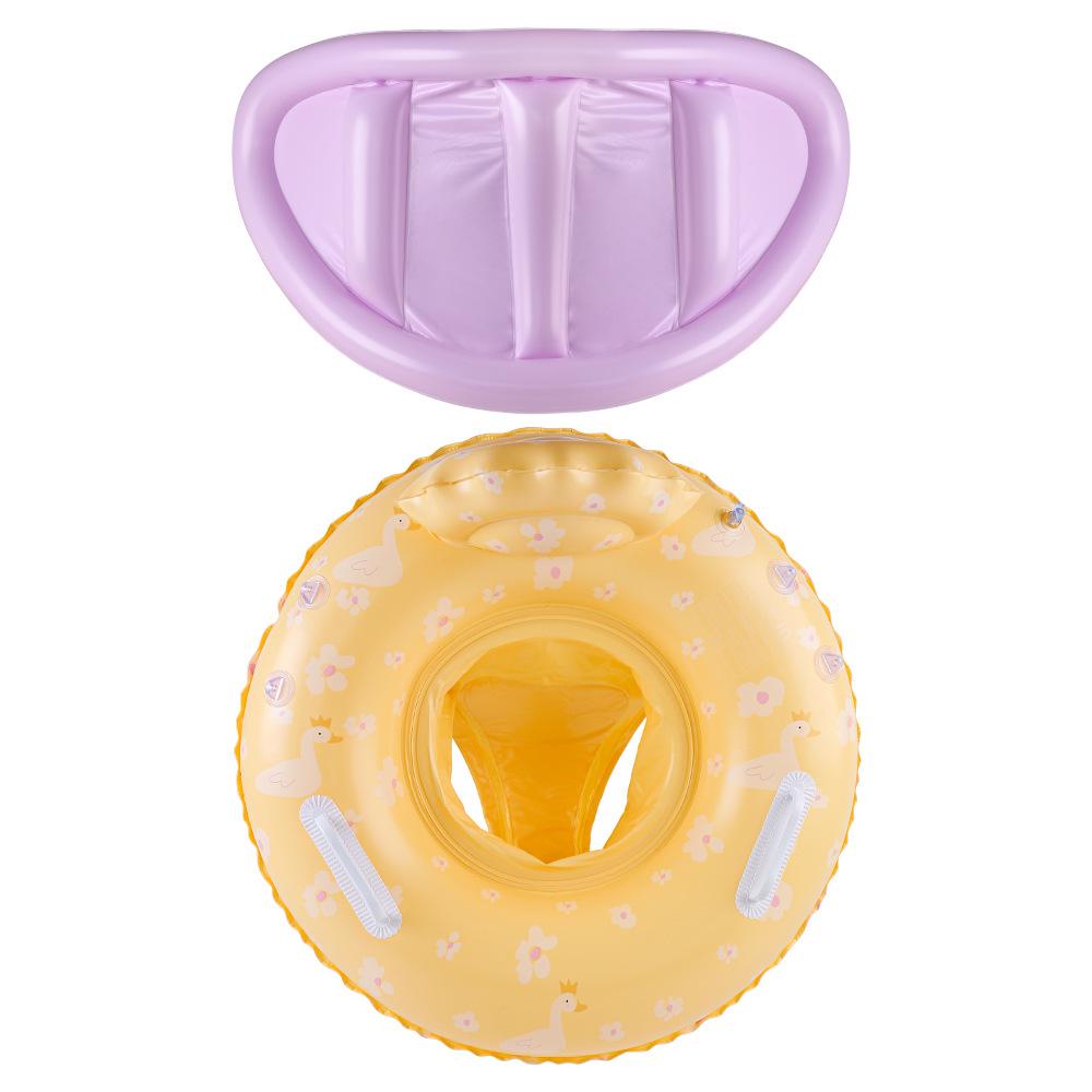 2026 New Yellow Flower Sunshade Baby Swim Ring Safe Anti Rollover Infant Seat Float Sun Protection Beach Party Toy