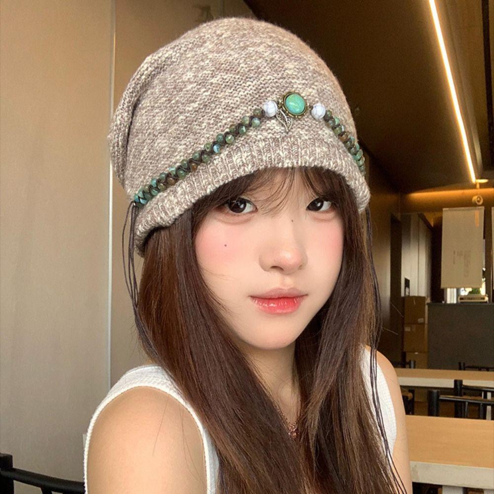 Keep Warm Knitted Pullover Hat Coldproof Jacquard Woolen Hat Casual Bohemian Beanies Hat  Winter