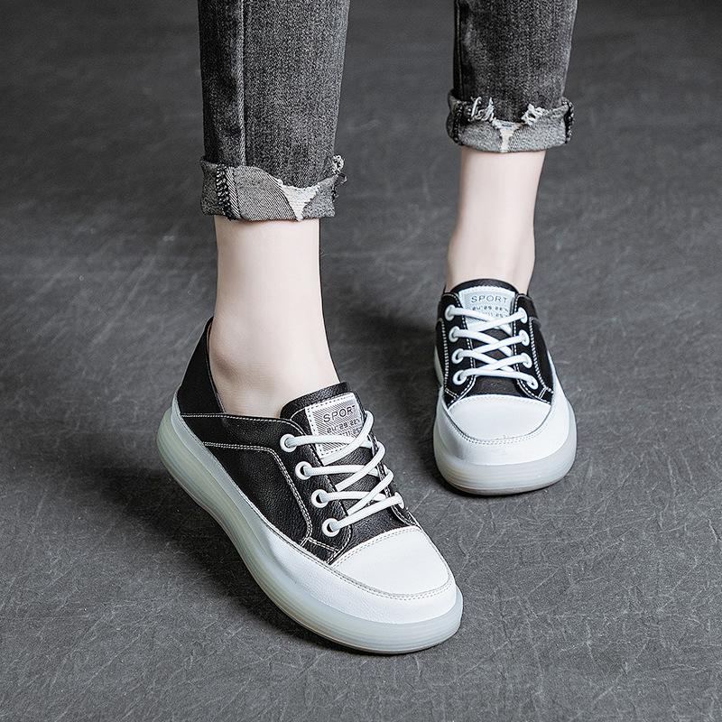New Height-increasing Single Shoes for Women Round-toed Soft-soled Low-top Shoes Versatile Sneakers