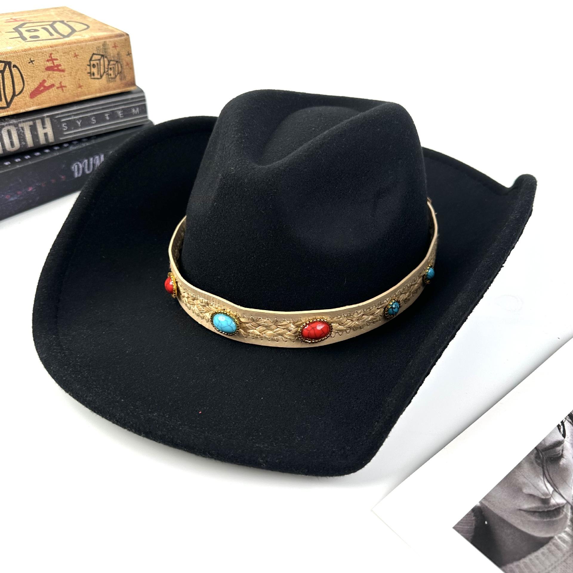 

Vintage American Flag Western Cowboy Hat American Wide Brim Jazz Hat Men S And Women S Shade Straw Hat Versatile Top Hat M（56-58cm） чорний