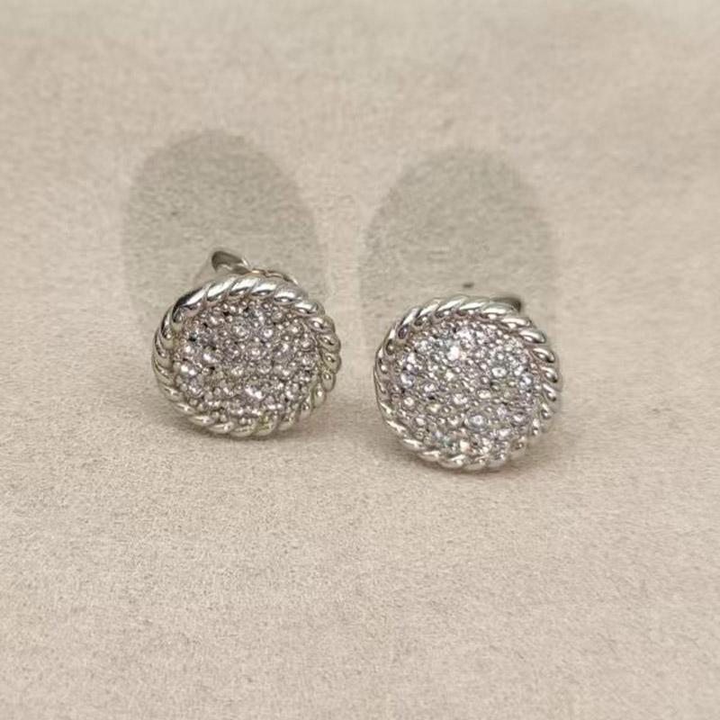 High Quality Classic Fashion Jewelry Trendy David Yurm Sparkling Zircon 24K Gold Plated Original Logo Earrings Gift