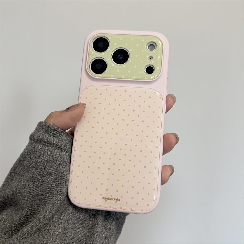 

Korean Style Pink Polka Dot iPhone Case for 16 Pro Max/15/14/13 13