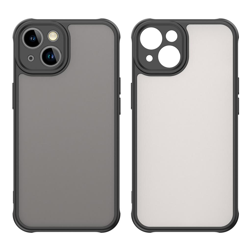 For iPhone 13 Case Drop Proof Airbags Frosted Translucent PC+TPU Phone Back Cover
