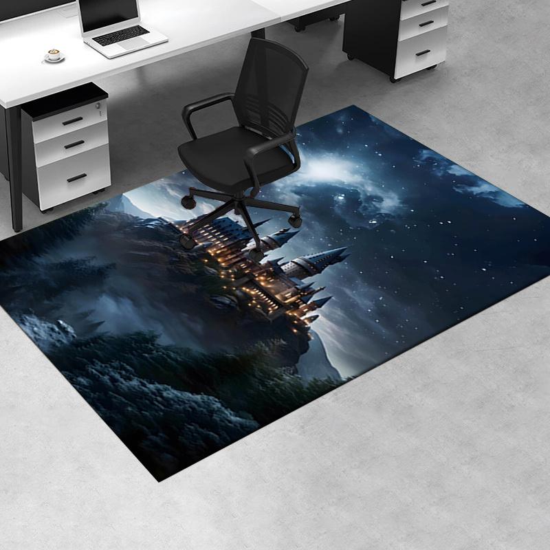 

Hogwarts Castle Night Sky Fantasy Poster Office Mat Home Decor Office Desk Chair Rugs Chair Carpet for office Chair Mat Gift For Halloween & 60cm by 90cm