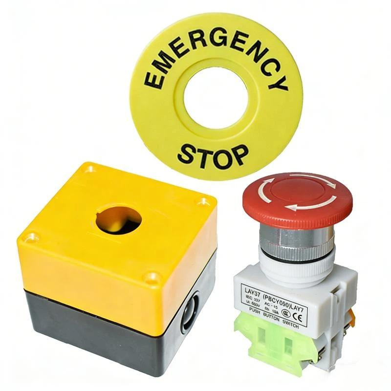 1 Set Waterproof Safety Stop Push Button With Rain Cover 10A Emergency Stop Button Switch Box For Industrial Machine